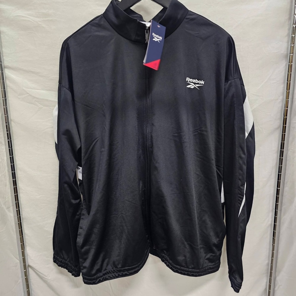 Black‎ & White Identity Vector Reebox Mens Full Zip Up Track Jacket Size 2XL New